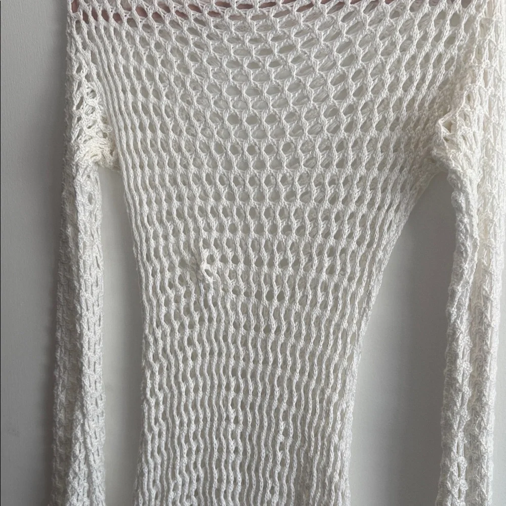 ViX Paula Hermanny Size Small Belle Crochet Knit Long Sleeve Cover-Up Women Swim - Picture 14 of 16